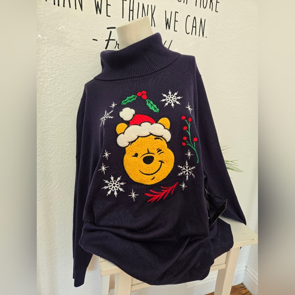 NWT Disney Torrid Winnie The Pooh Navy Blue Christmas Sweater Size 4(Size 4X)